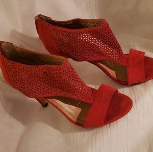 Red Cutout Leather BCBG high heels- sz 11 used